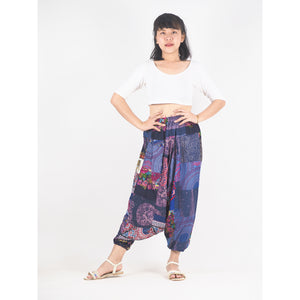 Patchwork Unisex Aladdin Drop Crotch Pants in Navy PP0310 028000 03