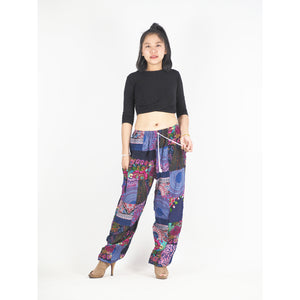 Patchwork Unisex Drawstring Genie Pants in Navy PP0110 028000 03