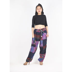 Patchwork Unisex Drawstring Genie Pants in Navy PP0110 028000 03