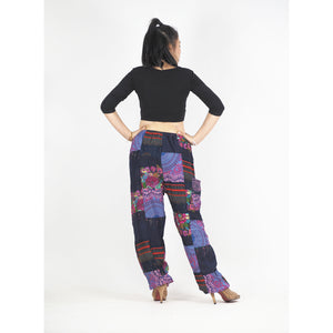 Patchwork Unisex Drawstring Genie Pants in Navy PP0110 028000 03