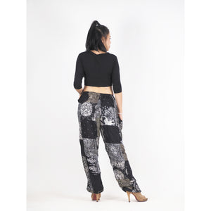 Patchwork Unisex Drawstring Genie Pants in Black PP0110 028000 10