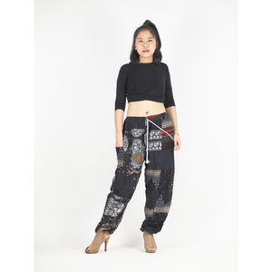 Patchwork Unisex Drawstring Genie Pants in Black PP0110 028000 10