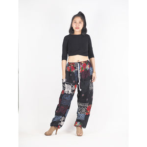 Patchwork Unisex Drawstring Genie Pants in Black PP0110 028000 10