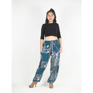 Patchwork Unisex Drawstring Genie Pants in Green PP0110 028000 20