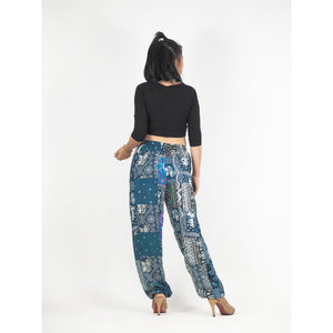 Patchwork Unisex Drawstring Genie Pants in Green PP0110 028000 20