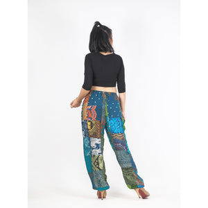 Patchwork Unisex Drawstring Genie Pants in Green PP0110 028000 20