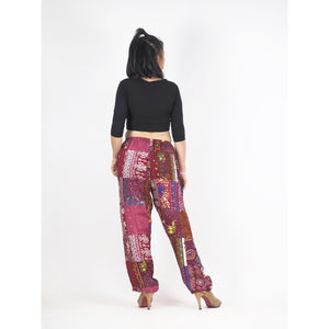 Patchwork Unisex Drawstring Genie Pants in Red PP0110 028000 12