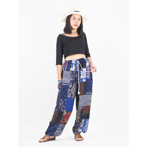 Patchwork Unisex Drawstring Genie Pants in Navy PP0110 028000 03