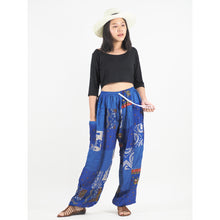 Load image into Gallery viewer, Patchwork Unisex Drawstring Genie Pants in Bright Navy PP0110 028000 07