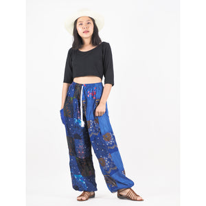 Patchwork Unisex Drawstring Genie Pants in Bright Navy PP0110 028000 07