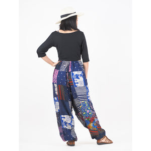 Patchwork Unisex Drawstring Genie Pants in Navy PP0110 028000 03