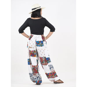 Patchwork Unisex Drawstring Genie Pants in White PP0110 028000 04