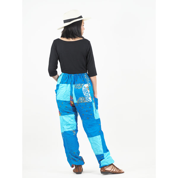 Patchwork Unisex Drawstring Genie Pants in Light Blue PP0110 028000 08