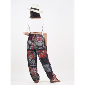 Patchwork Unisex Drawstring Genie Pants in Black PP0110 028000 10