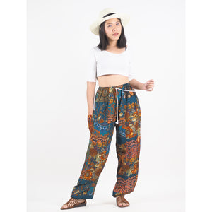 Patchwork Unisex Drawstring Genie Pants in Green PP0110 028000 20