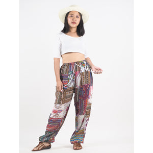 Patchwork Unisex Drawstring Genie Pants in Brown PP0110 028000 16