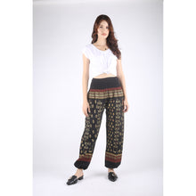 Load image into Gallery viewer, Ikat Geometric Folklore Batik stripe Unisex Cotton Harem pants in Black PP0004 010090 01