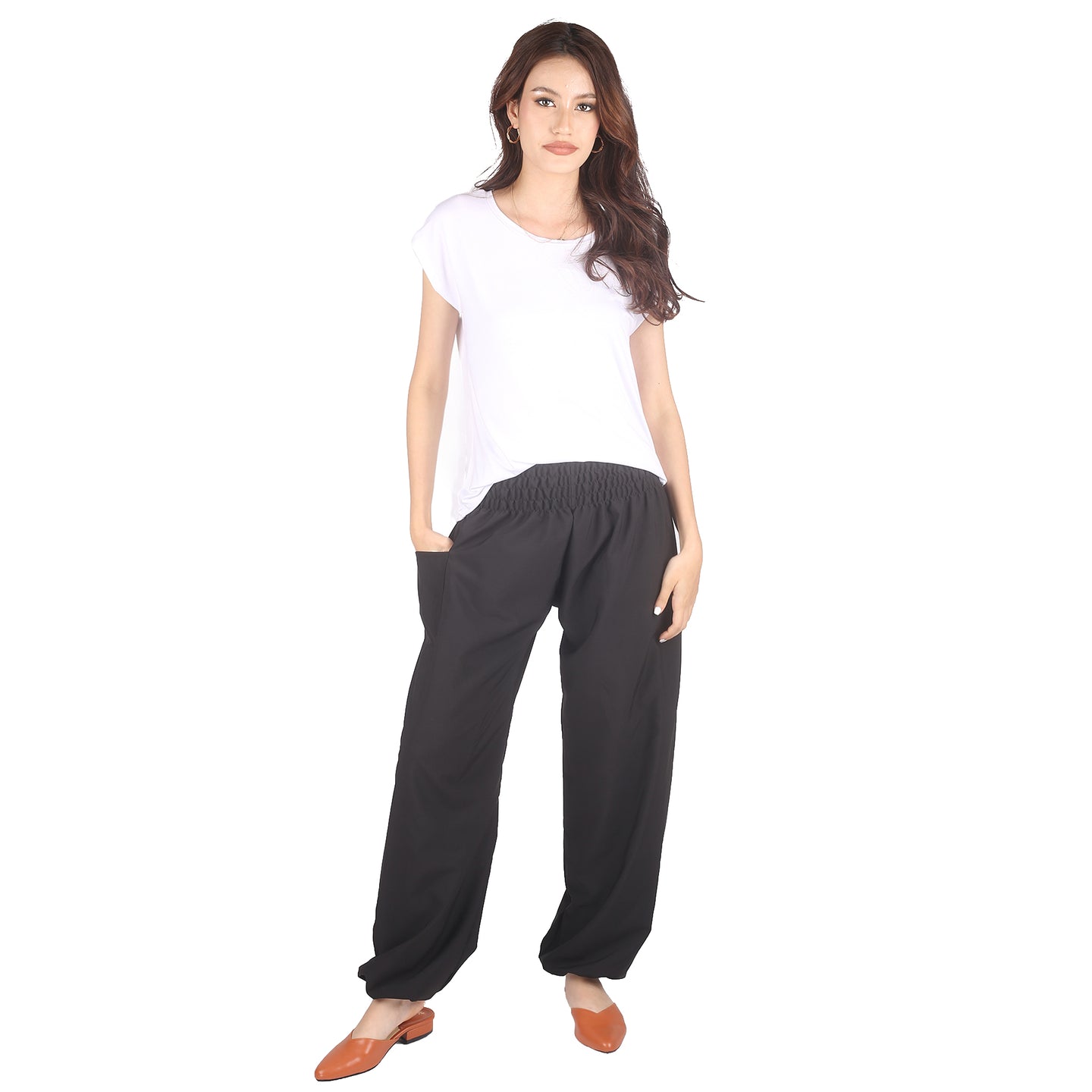 Solid Color Women's Harem Pants in Black PP0004 130000 10