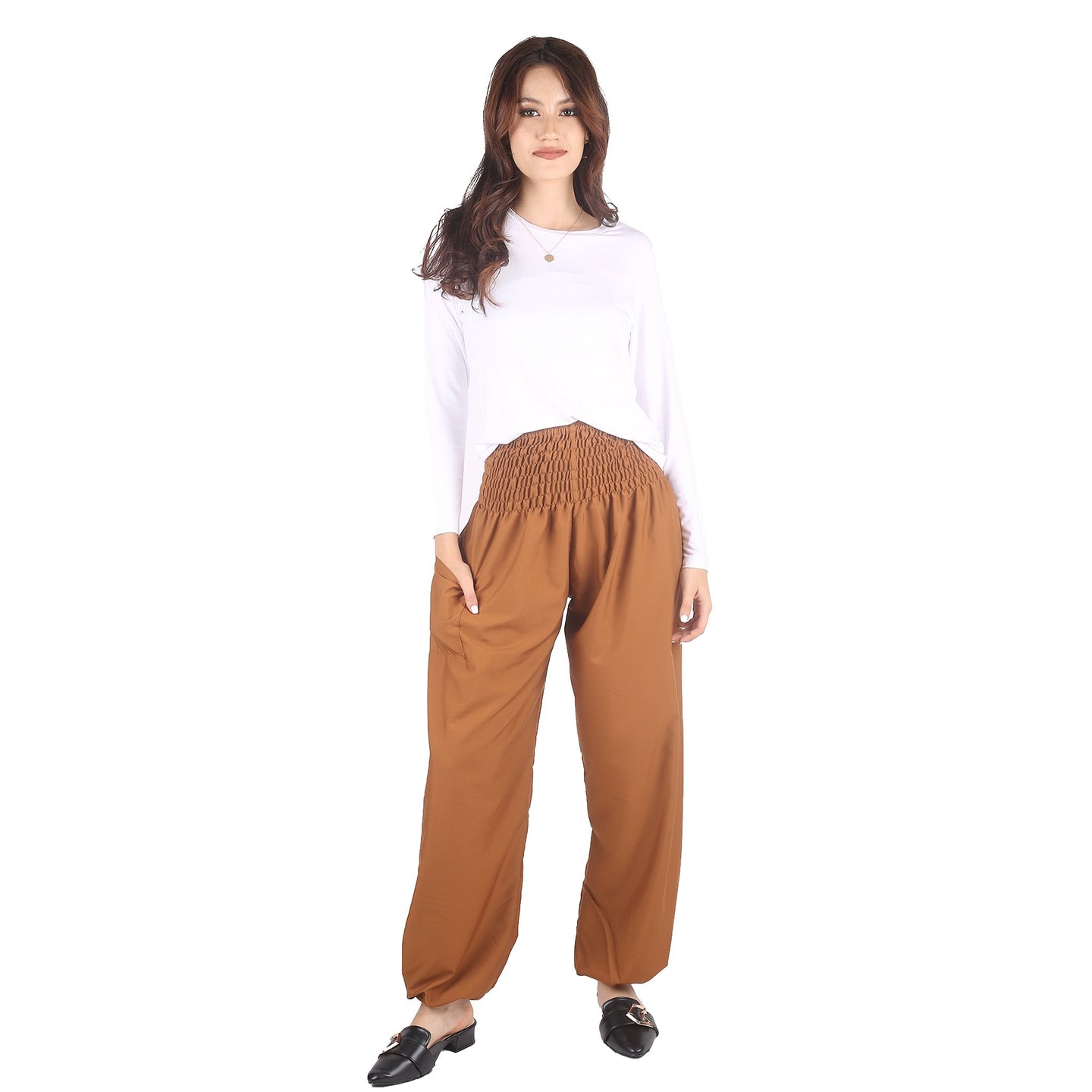 Solid Color Women's Harem Pants in Light Brown PP0004 130000 12