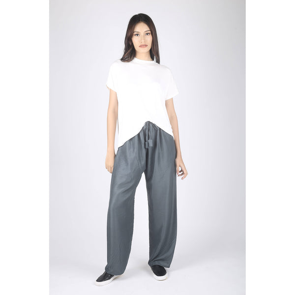 Solid Color Unisex Drawstring Wide Leg Pants in Gray PP0216 020000 01