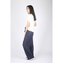 Load image into Gallery viewer, Solid Color Unisex Drawstring Wide Leg Pants in Navy Blue PP0216 020000 03