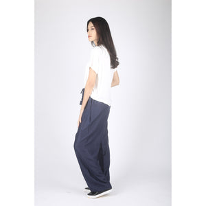 Solid Color Unisex Drawstring Wide Leg Pants in Navy Blue PP0216 020000 03
