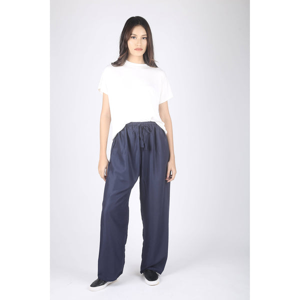 Solid Color Unisex Drawstring Wide Leg Pants in Navy Blue PP0216 020000 03