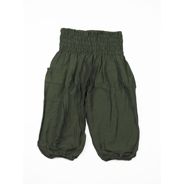 Solid color Elephant Unisex Kid Harem Pants in Olive PP0004 020000 13