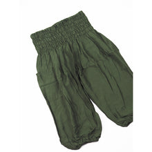 Load image into Gallery viewer, Solid color Elephant Unisex Kid Harem Pants in Olive PP0004 020000 13