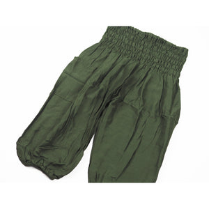 Solid color Elephant Unisex Kid Harem Pants in Olive PP0004 020000 13