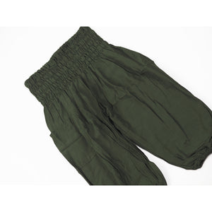 Solid color Elephant Unisex Kid Harem Pants in Olive PP0004 020000 13