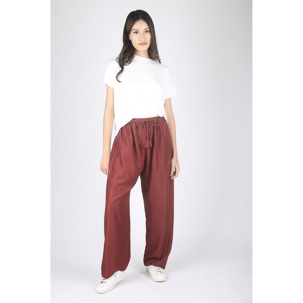 Solid Color Unisex Drawstring Wide Leg Pants in Burgundy PP0216 020000 15
