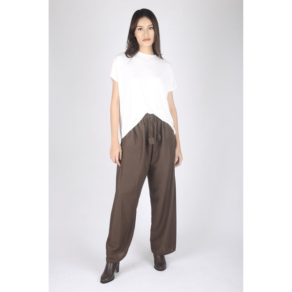 Solid Color Unisex Drawstring Wide Leg Pants in Dark Brown PP0216 020000 16