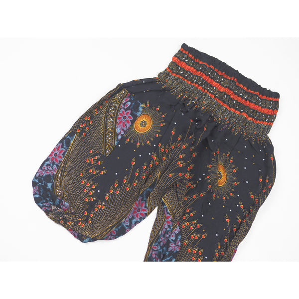 Peacock Eye Unisex Kid Harem Pants in Black PP0004 020003 01