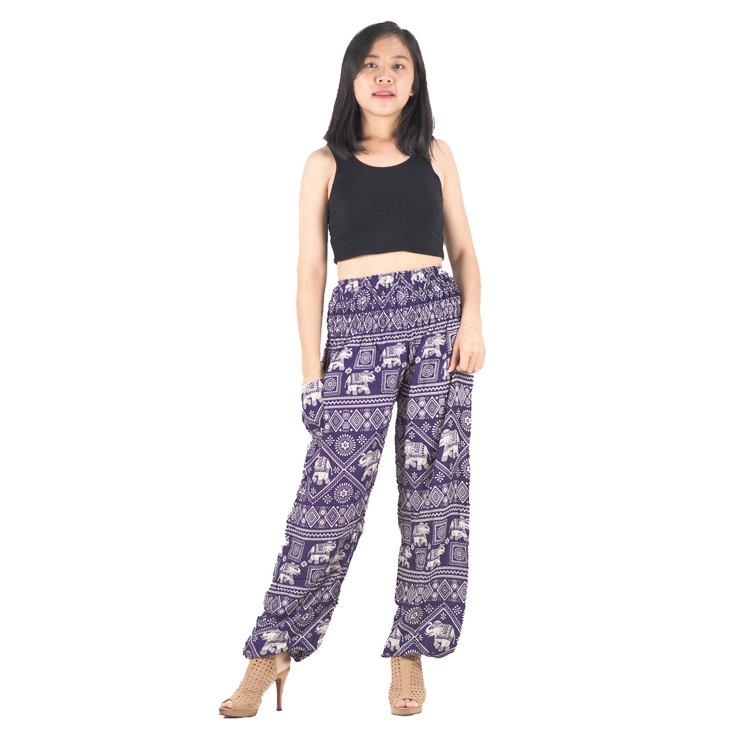 African Elephant 4 men/women harem pants in purple PP0004 020004 02