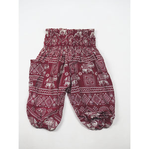 African Elephant Unisex Kid Harem Pants in Red PP0004 020004 03
