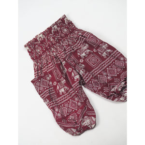 African Elephant Unisex Kid Harem Pants in Red PP0004 020004 03