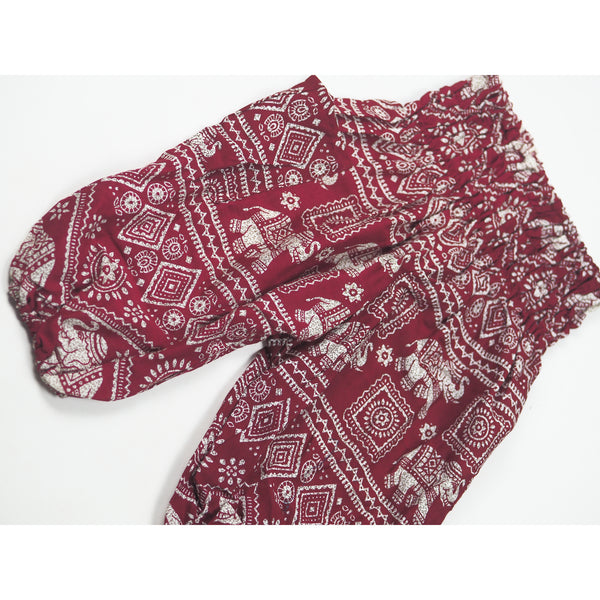 African Elephant Unisex Kid Harem Pants in Red PP0004 020004 03