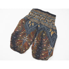 Load image into Gallery viewer, Peacock Unisex Kid Harem Pants in Black Gold PP0004 020007 04