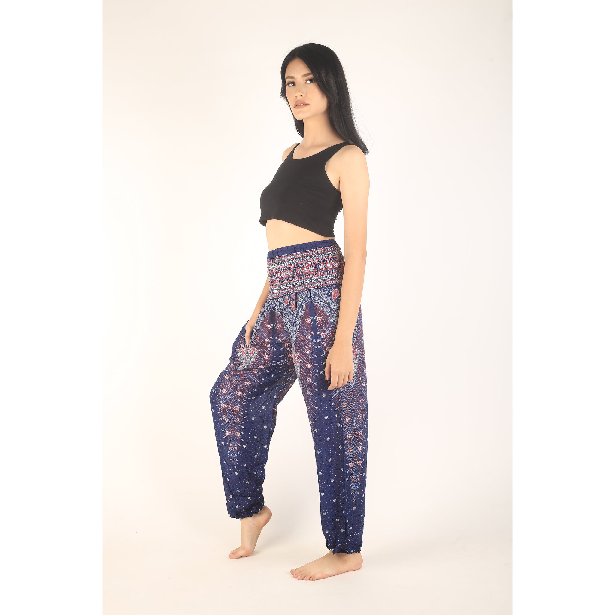 Peacock Blue Cotton Pant for Women - SPARSA India