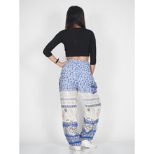 Load image into Gallery viewer, Cute elephant 11 men/women harem pants in Bright Navy PP0004 020011 01