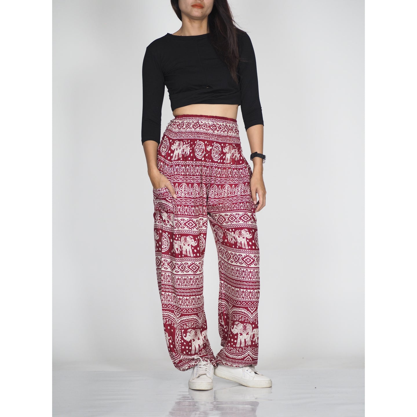 Elephant temple 14 women harem pants in red PP0004 020014 05