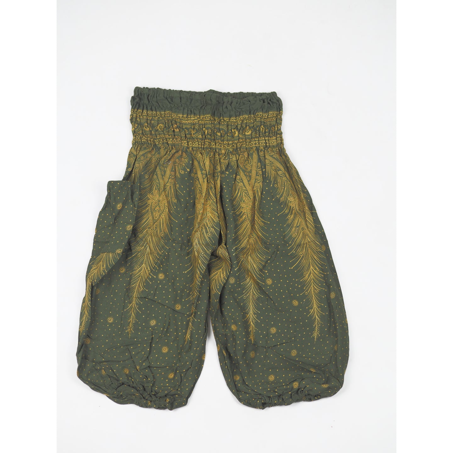 Peacock Feather Dream Unisex Kid Harem Pants in Green PP0004 020015 10
