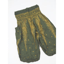 Load image into Gallery viewer, Peacock Feather Dream Unisex Kid Harem Pants in Green PP0004 020015 10