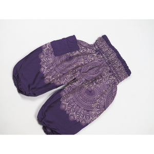 Floral mandala Unisex Kid Harem Pants in Purple PP0004 020036 01