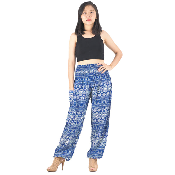 Hilltribe strip women's harem pants in Bright Blue PP0004 020049 02