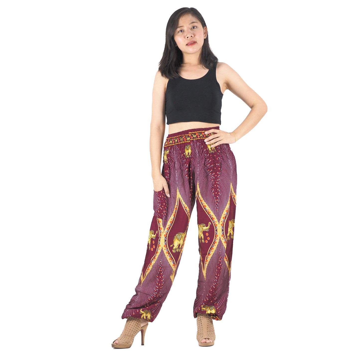 Diamond Elephant Men/Womens Harem Pants in Red PP0004 020079 02