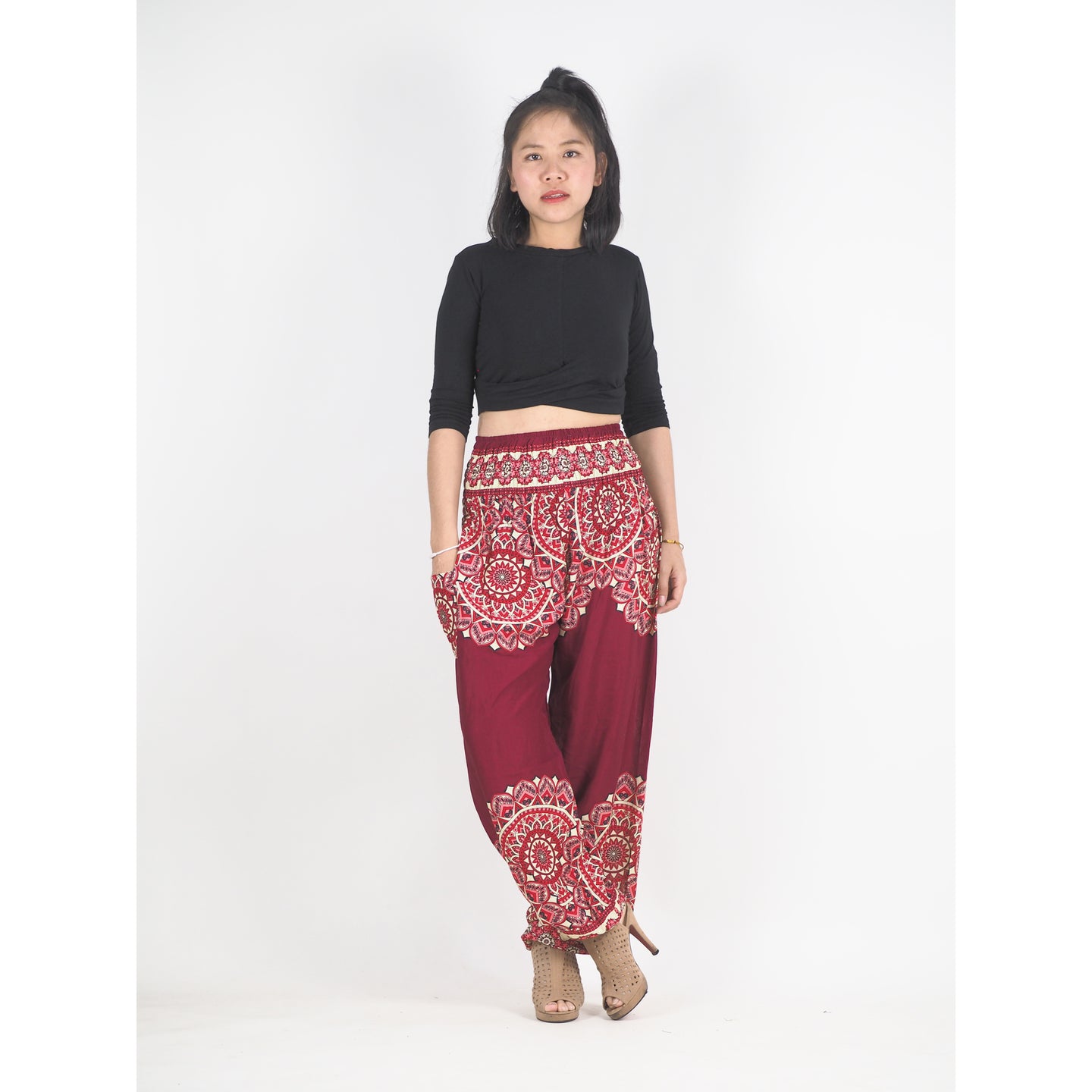 Stained Glass Mandala 214 women harem pants in Red PP0004 020214 04