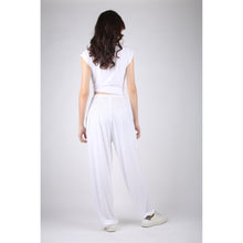 Load image into Gallery viewer, Solid Color Unisex Harem Pants Spandex in White PP0004 070000 04