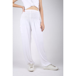 Solid Color Unisex Harem Pants Spandex in White PP0004 070000 04